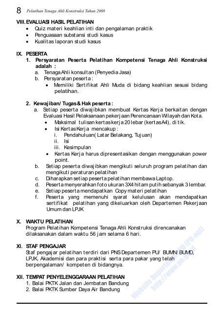 Booklet PELATIHAN TENAGA AHLI KONSTRUKSI - Departemen ...