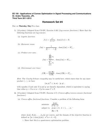 Homework Set #4 - due on May 3 in class