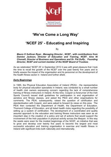 'We've Come a Long Way' 'NCEF 25' - Educating and Inspiring