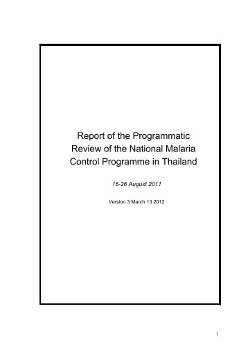 Report of the Programmatic Review of the National Malaria Control ...