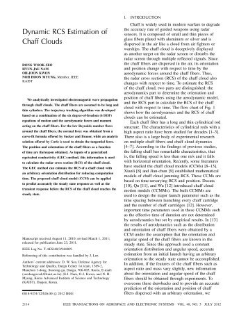 Dynamic RCS Estimation of Chaff Clouds - IEEE Xplore