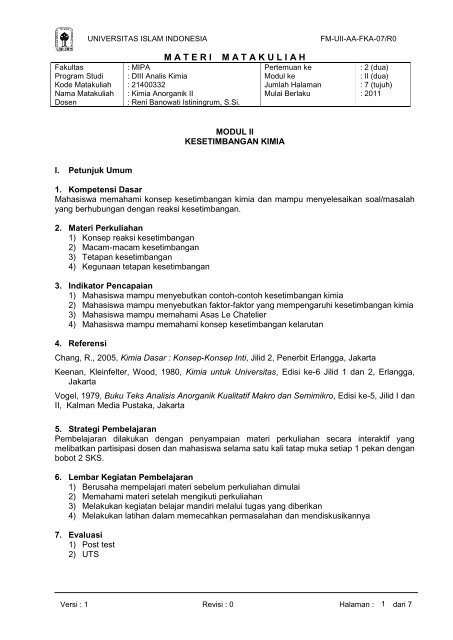 Modul Kan Pdf Analis Kimia Universitas Islam Indonesia