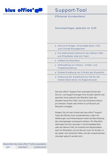 Datenblatt blue office Support Tool