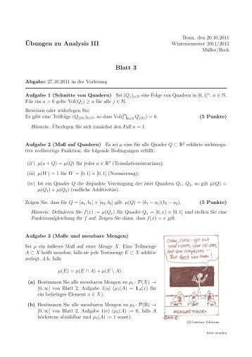 ¨Ubungen zu Analysis III Blatt 3