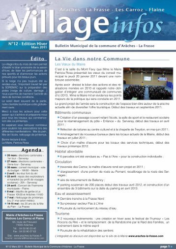 bulletin municipal nÂ° 12 - Mars 2011 - Commune d'ArÃ¢ches-La Frasse