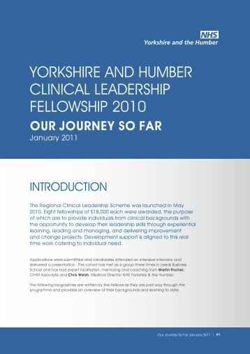 NHS YH Clinical lead Fellowship biog 1.2 - Centre for Innovation in ...