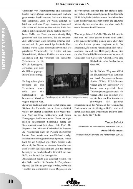Jahresbericht 2003/2004 ELSA-Deutschland e.V. - ELSA Germany