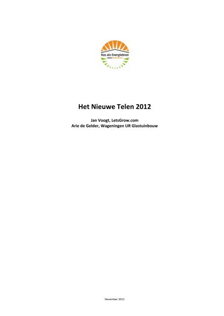 Het Nieuwe Telen 2012 - Energiek2020
