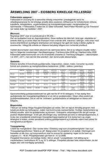 Ãrsmelding 2007 - Eidsberg - Mysen - HÃ¦rland - Den norske kirke