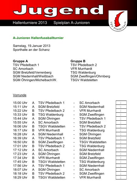 Turnierheft - TSV Pfedelbach