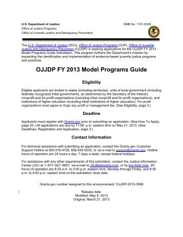 OJJDP FY13 Model Programs Guide - Office of Juvenile Justice and ...