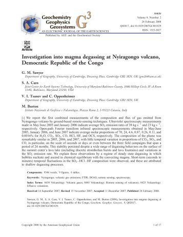 Investigation into magma degassing at Nyiragongo volcano ...