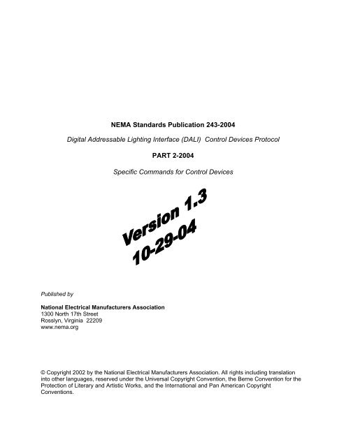 NEMA Standards Publication 243-2004 Digital Addressable Lighting ...
