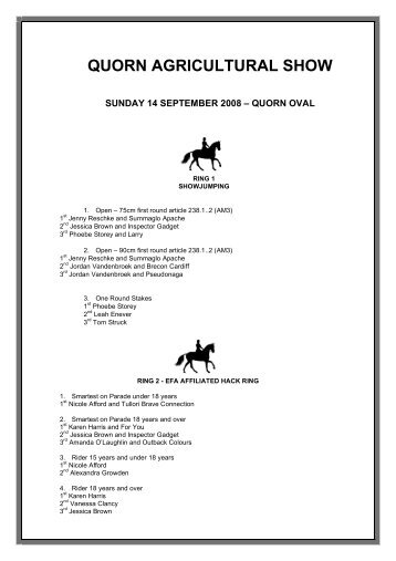 QUORN AGRICULTURAL SHOW - Horse Deals