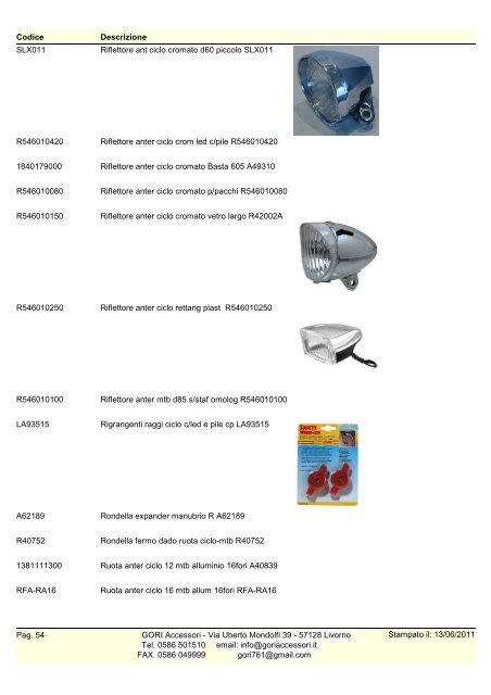 Catalogo Gori Accessori - Ricambi Piaggio, Vespa, Yamaha, Honda ...