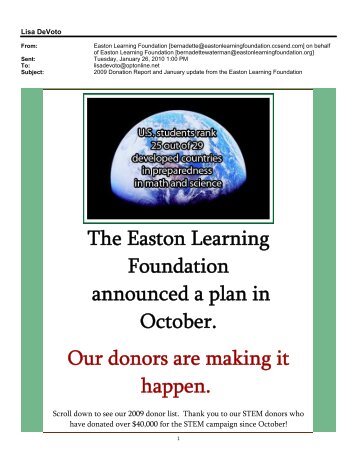 Microsoft Office Outlook - Memo Style - Easton Learning Foundation