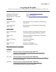 Curriculum Vitae - Psychology Department @ SUNY Stony Brook
