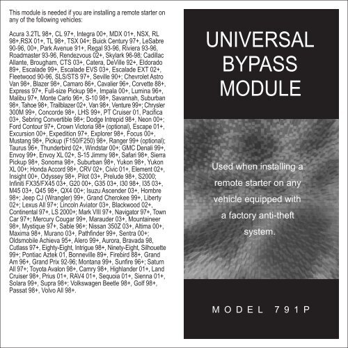 UNIVERSAL BYPASS MODULE Meijer