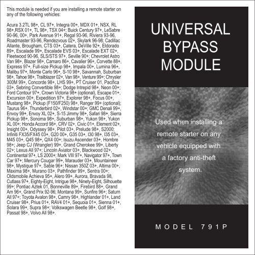 UNIVERSAL BYPASS MODULE - Meijer