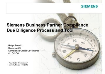 Siemens Business Partner Compliance Due Diligence Process and ...