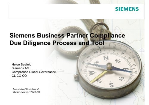 Siemens Business Partner Compliance Due Diligence Process and ...