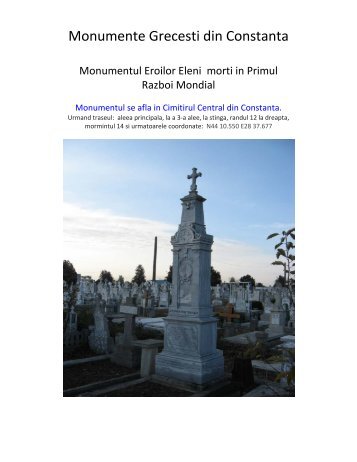 Monumente Grecesti din Constanta - Comunitatea Elena Elpis ...