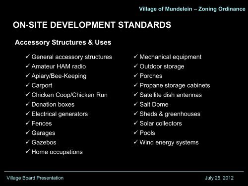 ZONING ORDINANCE PRESENTATION - Village of Mundelein