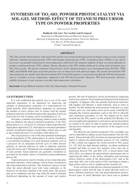 effect of titanium precursor type on powder properties - IEM