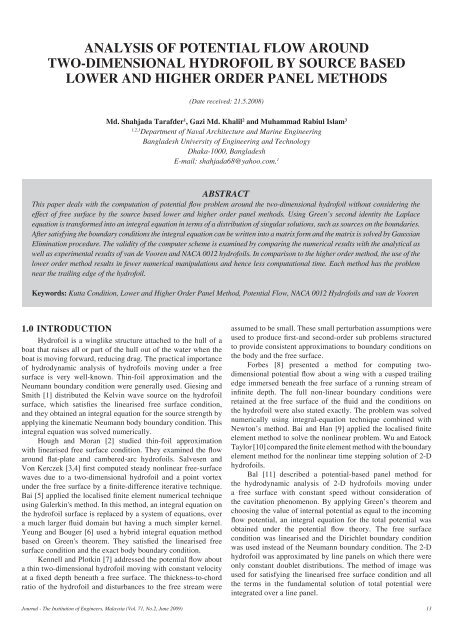 analysis of potential flow around two-dimensional hydrofoil by ... - IEM