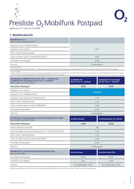 Tarif / Vertrag o2 o