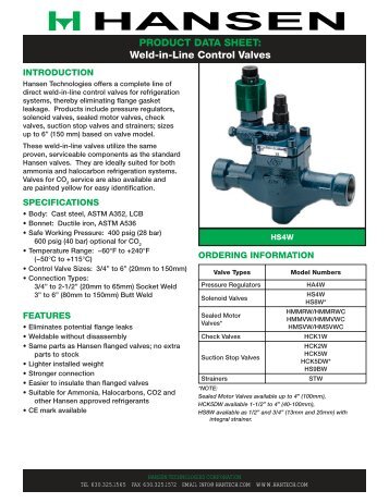 Weld-in-Line Control Valves - Hansen Technologies