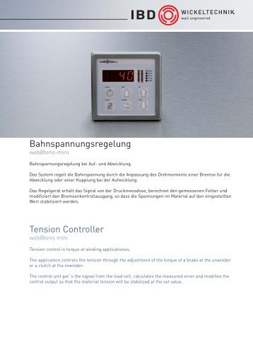 Bahnspannungsregelung Tension Controller - IBD Wickeltechnik