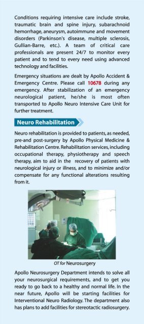 Neurosurgery Department - Apollo Hospitals Dhaka