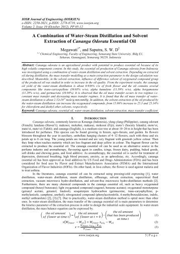 A Combination Of Water-Steam Distillation And Solvent - IOSRJEN