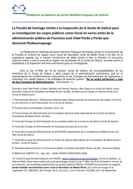 Decreto remitido por la FiscalÃ­a de Santiago de ... - Pladesemapesga