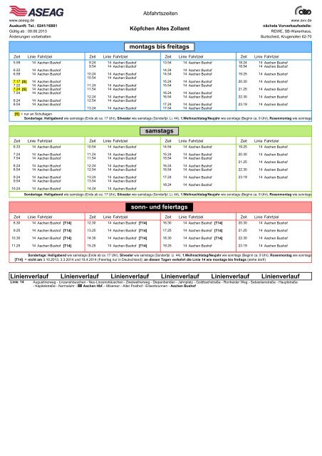 montags bis freitags samstags sonn- und feiertags ... - AVV
