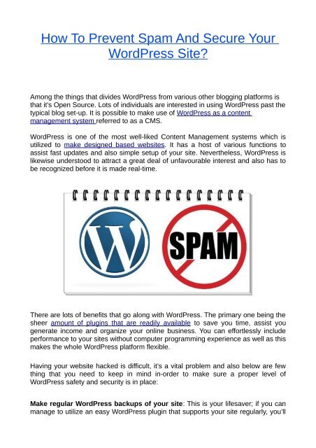 How To Prevent Spam And Secure Your WordPress Site?