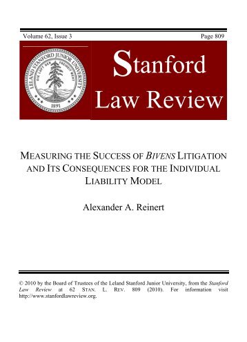 Alexander Reinert, Measuring the Success of Bivens Litigation and ...