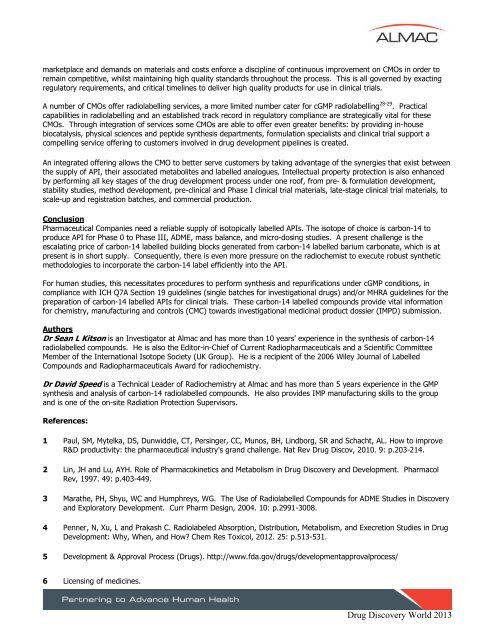 CARBON-14 LABELLED API MANUFACTURING - Almac