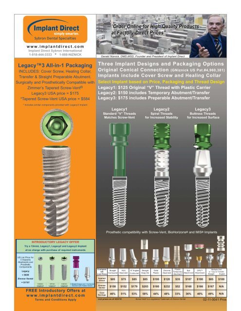 Legacy System 1-2-3 prosthetic catalog February 2011_Project1.qxd