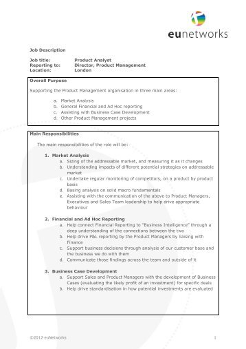reporting analyst job description