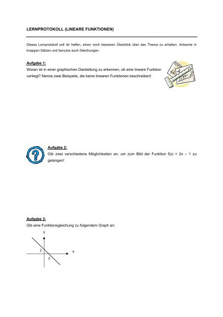 Lernprotokoll: Lineare Funktionen - problemloesenlernen.de