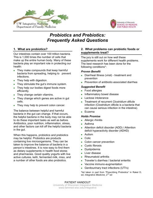 Probiotics And Prebiotics Frequently Asked Questions Uw Family