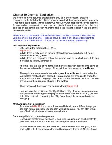 Chapter 19 Chemical Equilibrium