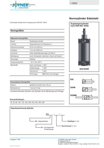 Normzylinder Edelstahl - JOYNER pneumatic GmbH