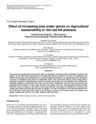 Effect of increasing area under spices on Agricultural sustainability ...