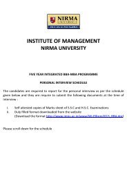 institute of management nirma university five year integrated bba ...