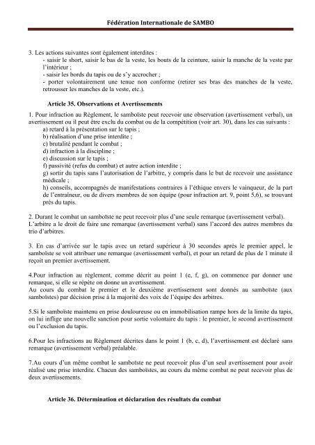 RÃ¨glement International des CompÃ©titions de SAMBO