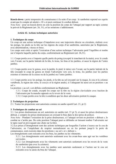 RÃ¨glement International des CompÃ©titions de SAMBO