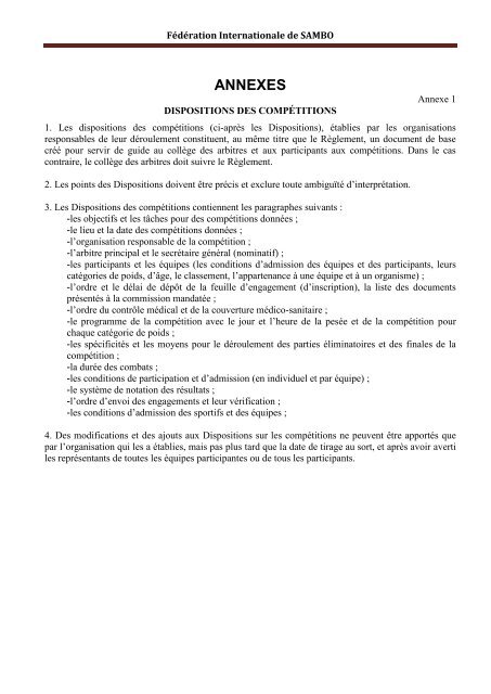 RÃ¨glement International des CompÃ©titions de SAMBO